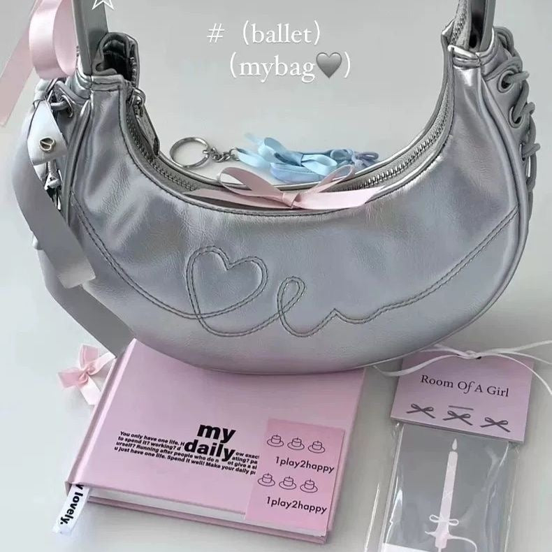 Silver Heart Love Bag