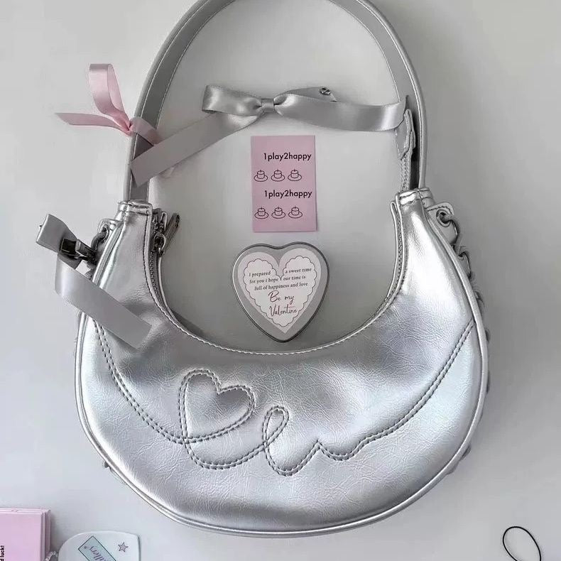 Silver Heart Love Bag