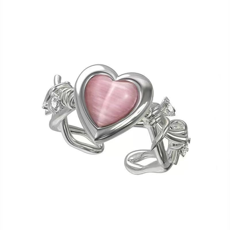 Heart Gem Open Ring