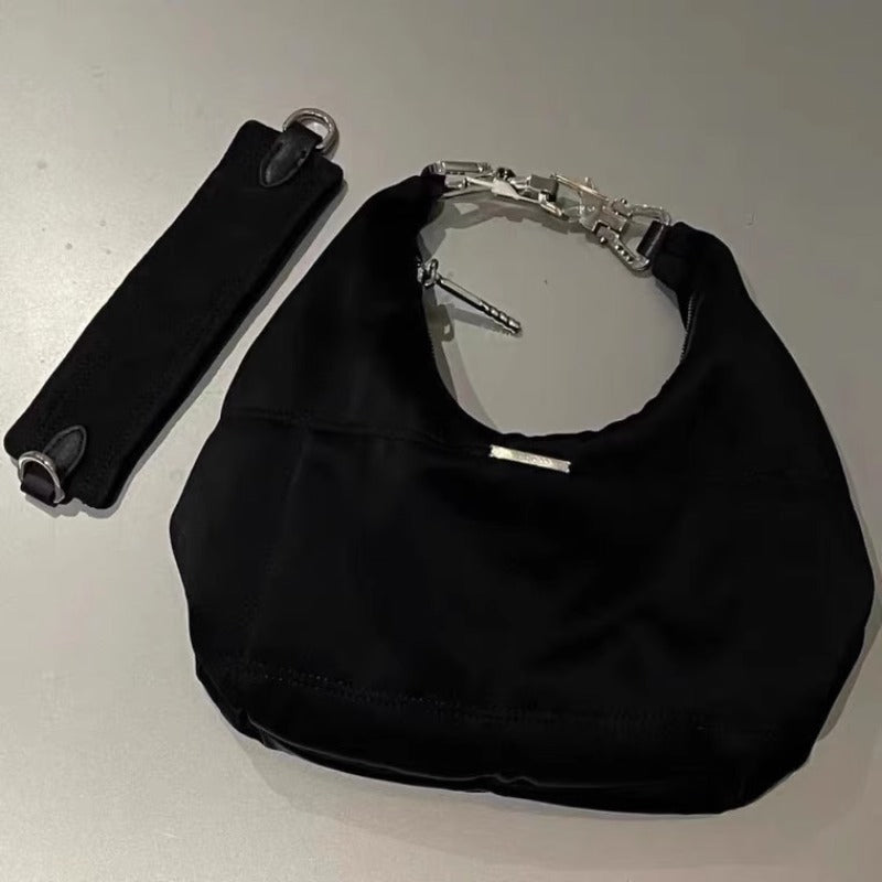 Simple Black Wrinkle Shoulder Bag