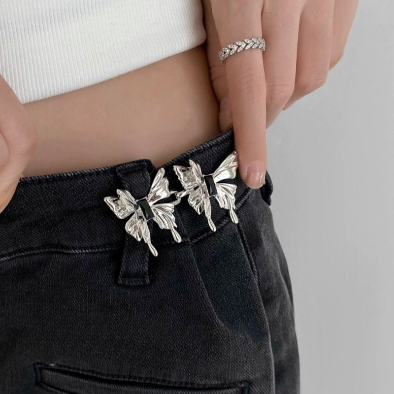 Elegant Silver Butterfly Pants Pin