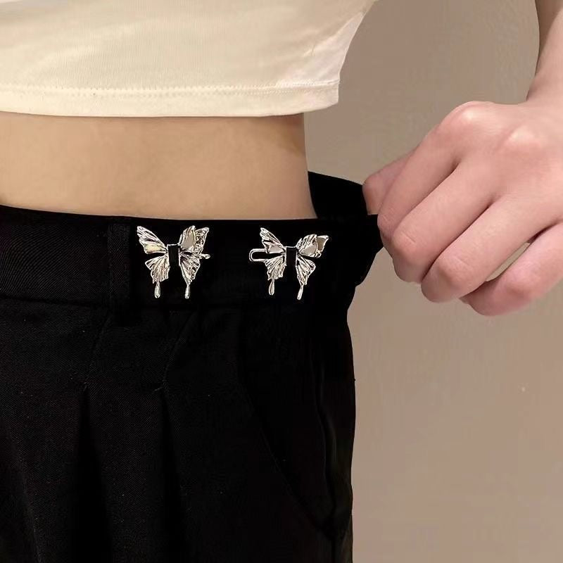 Elegant Silver Butterfly Pants Pin