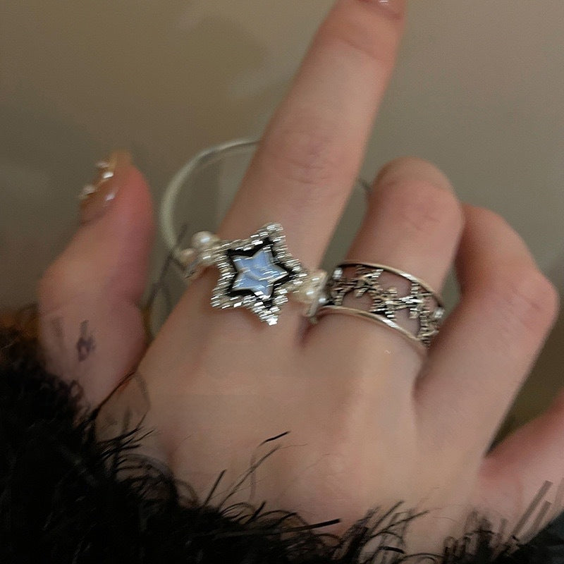 Retro Silver Star Ring