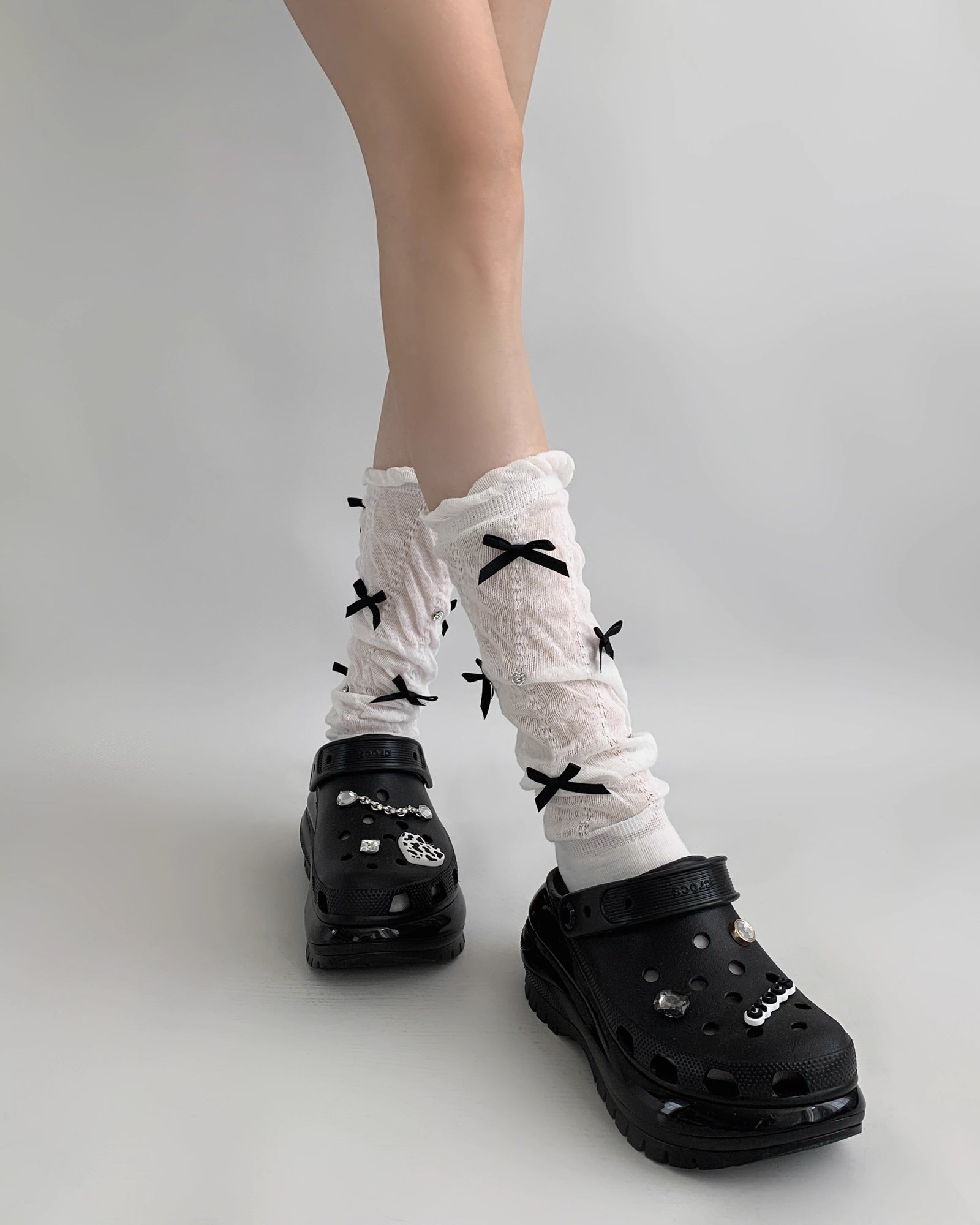 Whimsical White Bow-Tied Leg Warmers