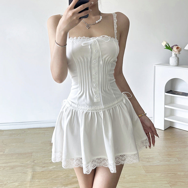 White Lace Corset Dress with Skirt