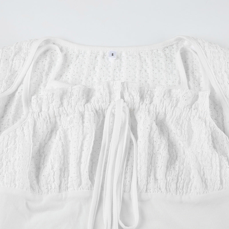 Chic Drawstring Ribbed Knit Top