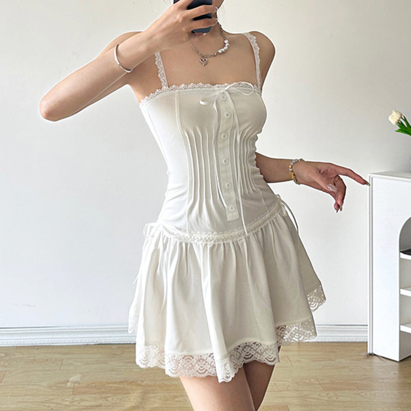 White Lace Corset Dress with Skirt