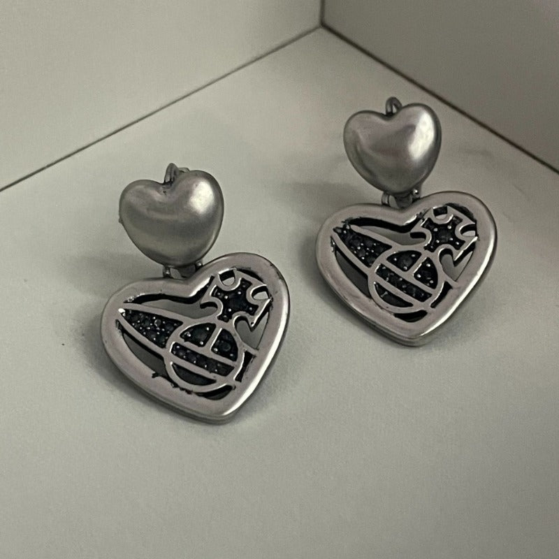 Chic Heart & Cross Earring Set