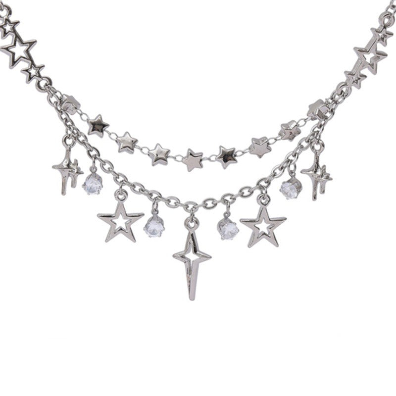 Cross Star Elements Rhinestone Necklace