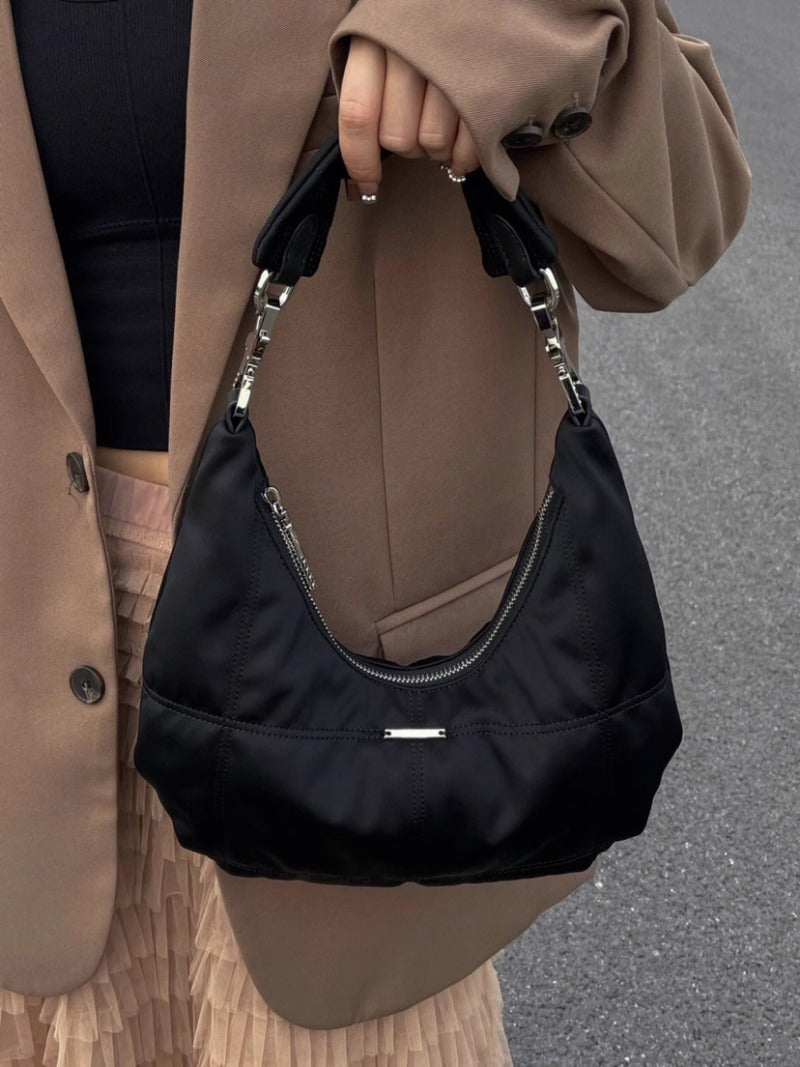 Simple Black Wrinkle Shoulder Bag