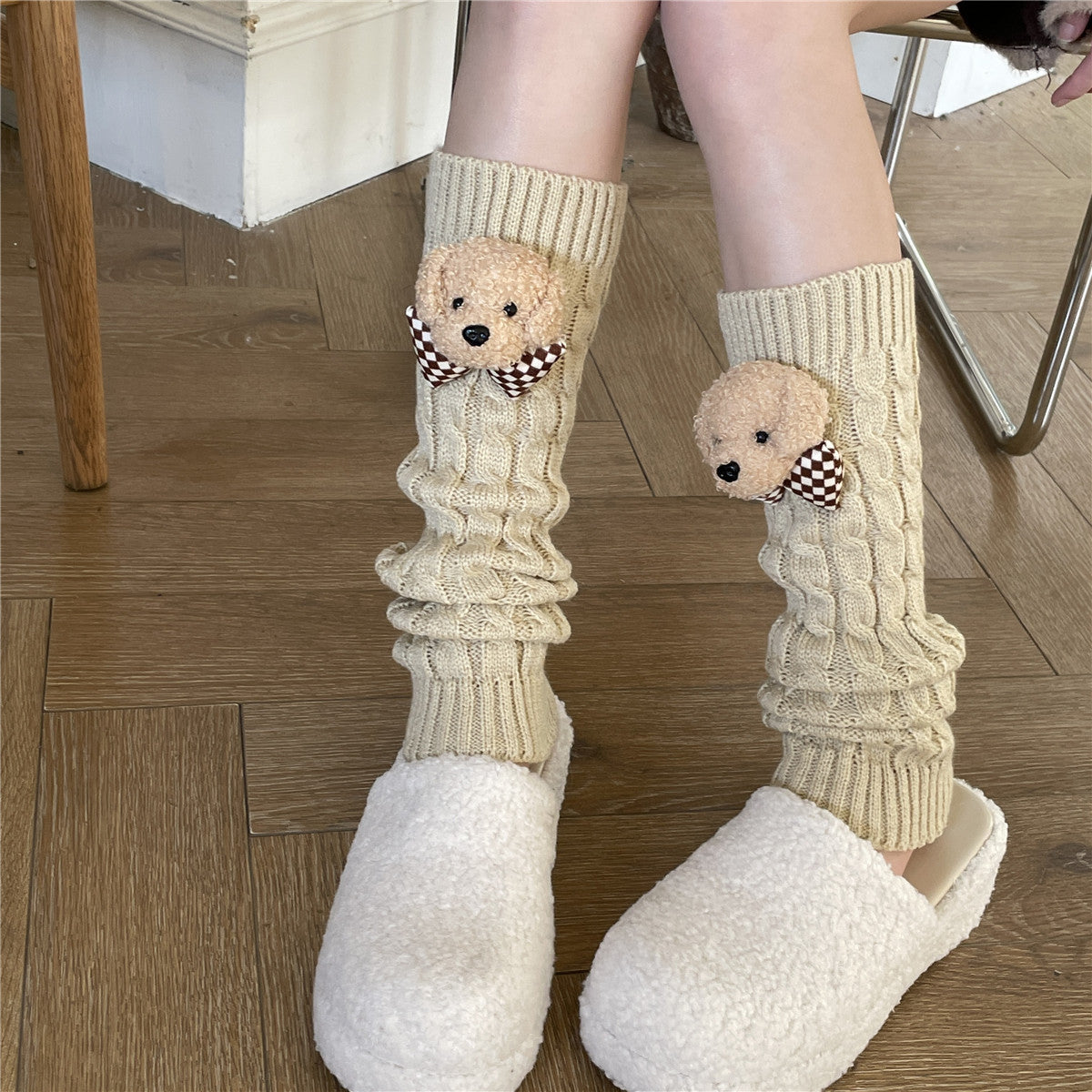 Y2K Bear Cable Knit Leg Warmer