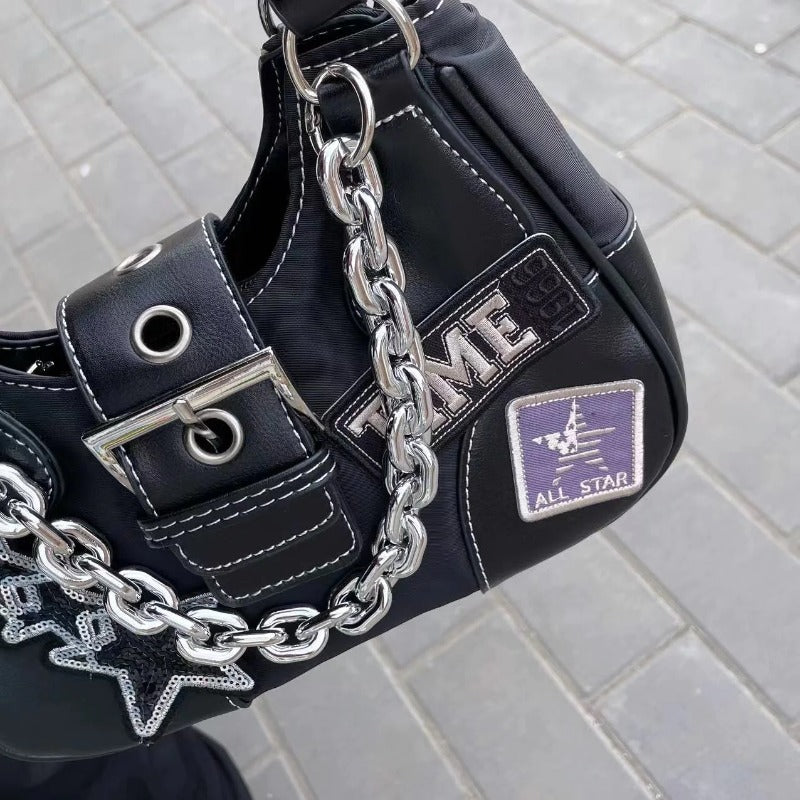 Rugged Rocker Chain Shoulder Bag