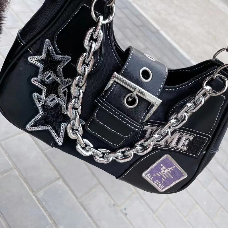 Rugged Rocker Chain Shoulder Bag